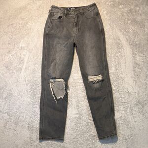 Hollister Gray Denim  Distressed Jeans Size 5R Straight Leg